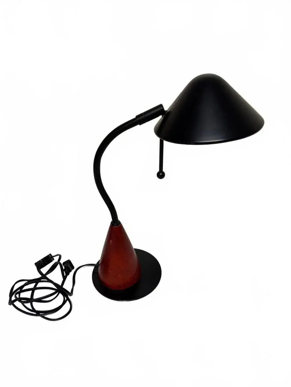 Vintage American Lighting Gooseneck Desk Lamp Black Metal Shade Cone Base Taiwan